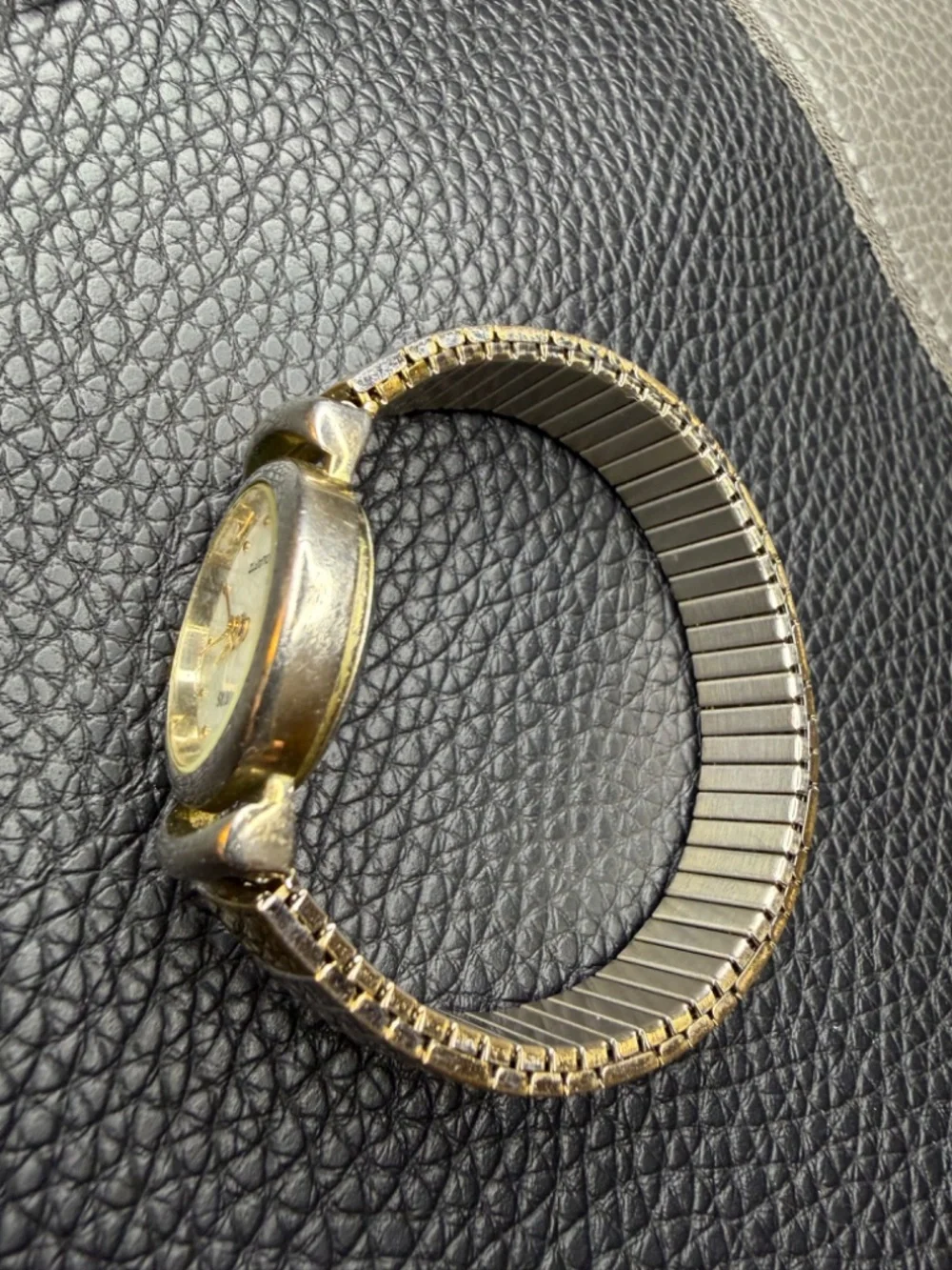 VTG Rumours Two Tone Stainless Steel Stretch Mother of Pearl Quartz Watch 6.5